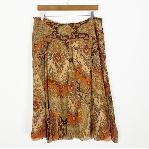NYGARD COLLECTION Abstract Floral Paisley Vintage Style Silk Skirt Size 14P - Picture 1 of 8